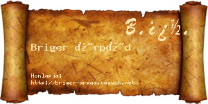 Briger Árpád névjegykártya
